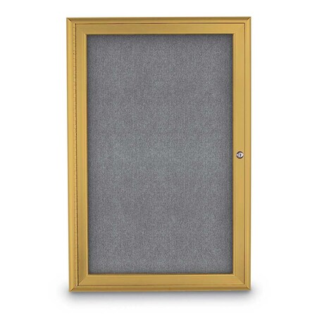 United Visual Products Sliding Door Indoor Enclosed Corkboard, 9 UV9029ACSH-SATIN-CLOUD